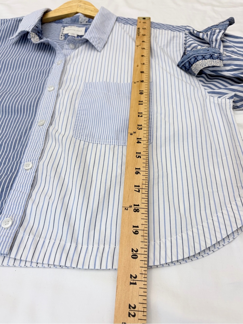 Striped Button-Up Shirt in Blue and White Striped - Picture 5 of 11